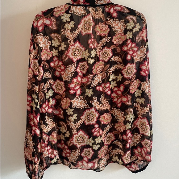 Zara Black and Red Sheer Floral Blouse - Picture 5 of 5